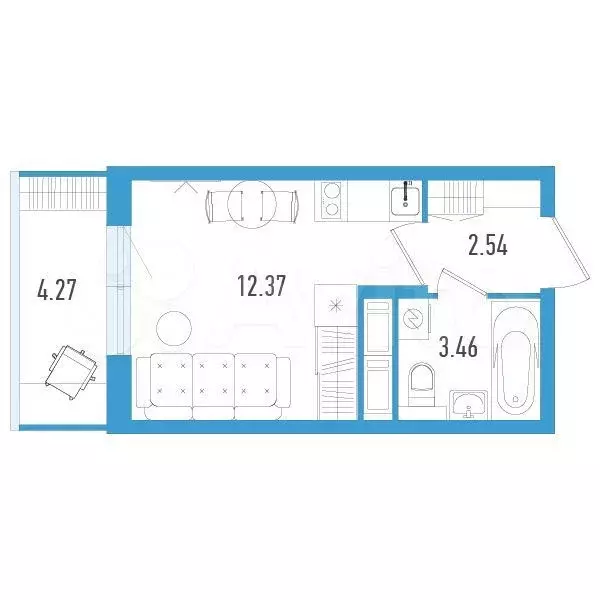 Квартира-студия, 19 м, 10/12 эт. - Фото 0