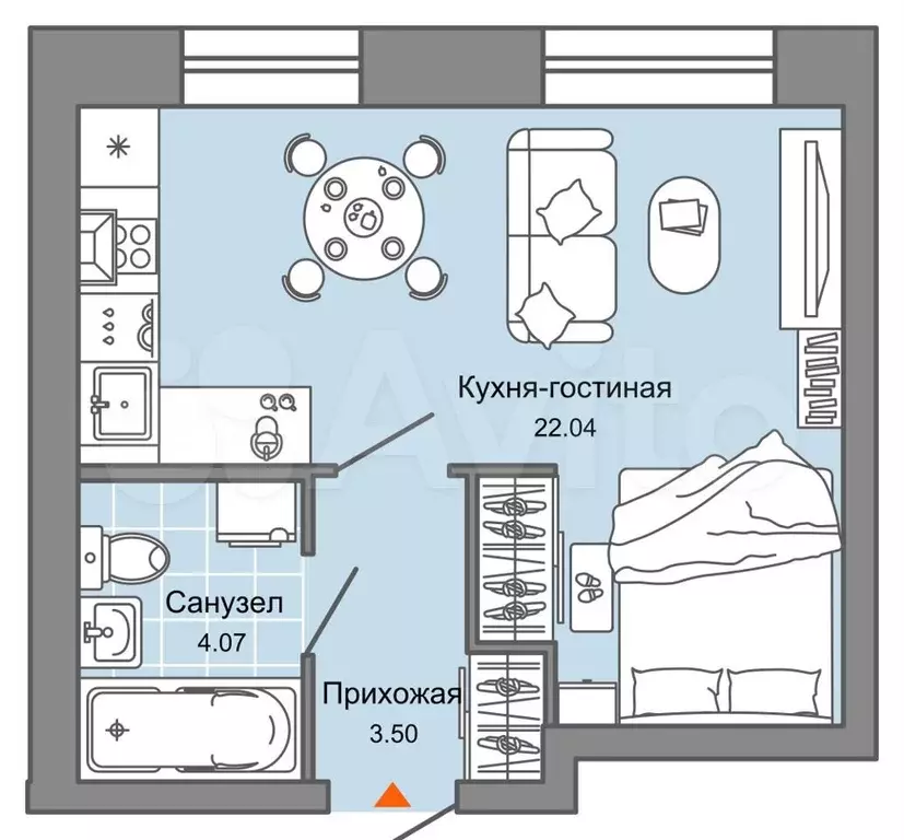 Квартира-студия, 30 м, 2/4 эт. - Фото 0