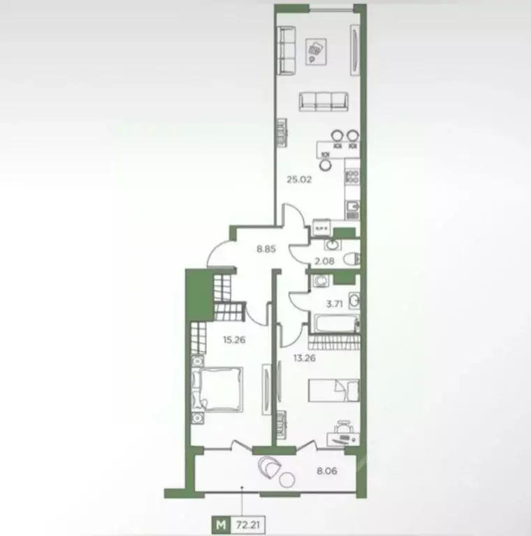 2-к кв. Санкт-Петербург Московский просп., 71к2 (72.0 м) - Фото 1