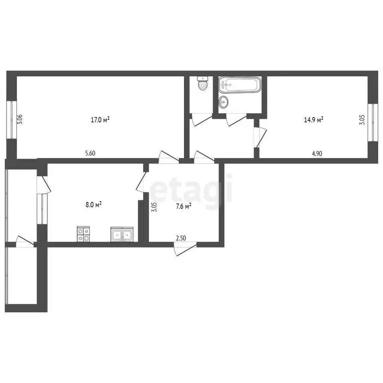2-комнатная квартира: деревня Михайловка, улица Дружбы, 4 (53 м) - Фото 0