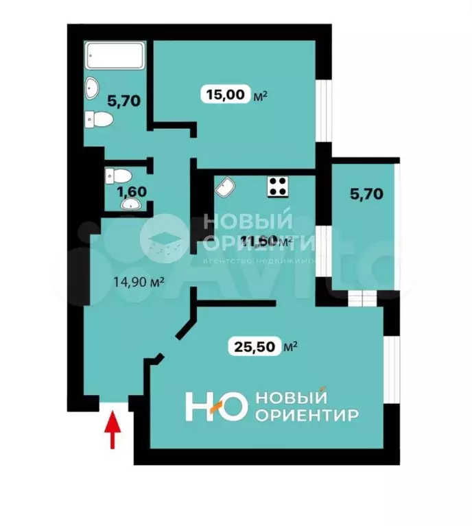 2-к. квартира, 79,9 м, 10/13 эт. - Фото 0