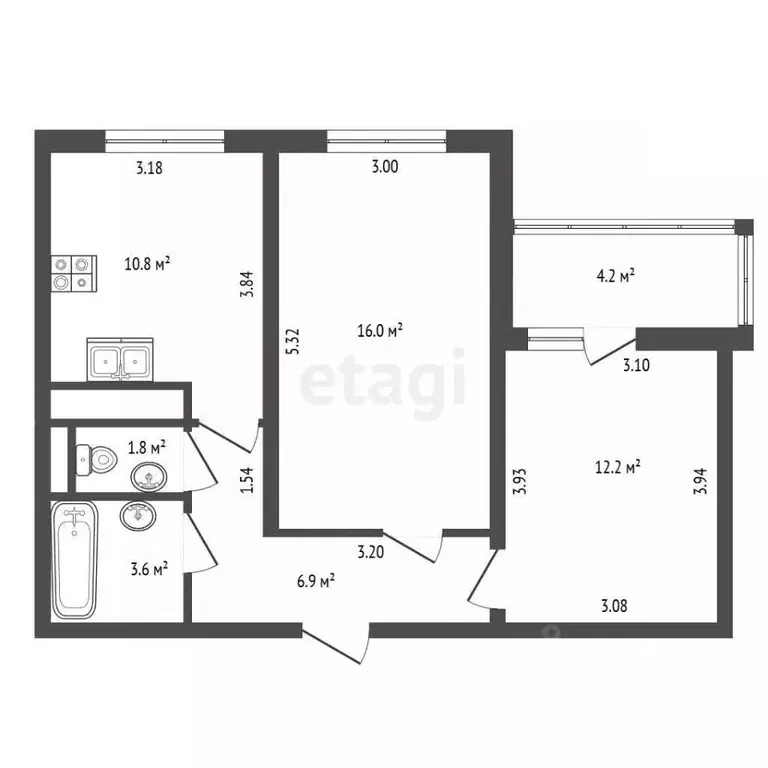 2-к кв. Ленинградская область, Мурино Всеволожский район, ул. ... - Фото 2