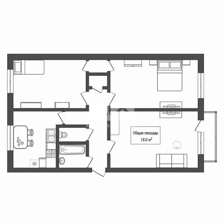 3-комнатная квартира: Бердск, Вокзальная улица, 22 (58 м) - Фото 1
