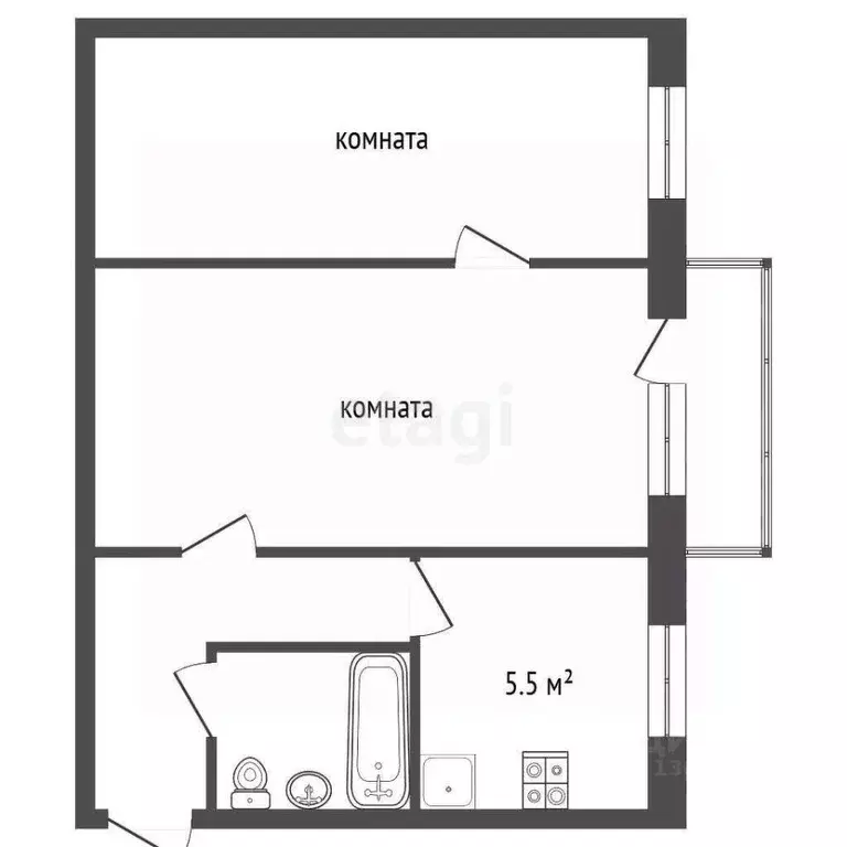 2-к кв. Ярославская область, Рыбинск бул. Победы, 34 (44.6 м) - Фото 2