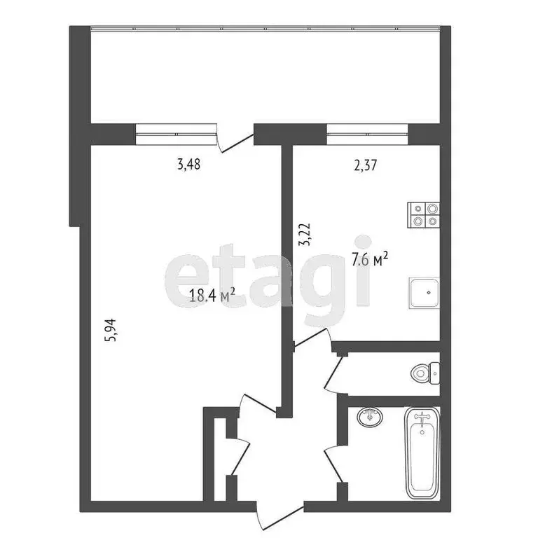 1-комнатная квартира: Тюмень, улица Седова, 55 (34 м) - Фото 0