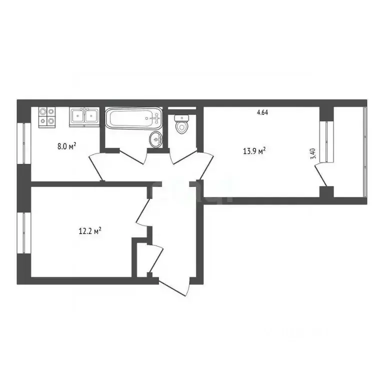 2-к кв. Ханты-Мансийский АО, Когалым ул. Мира, 16 (48.8 м) - Фото 1