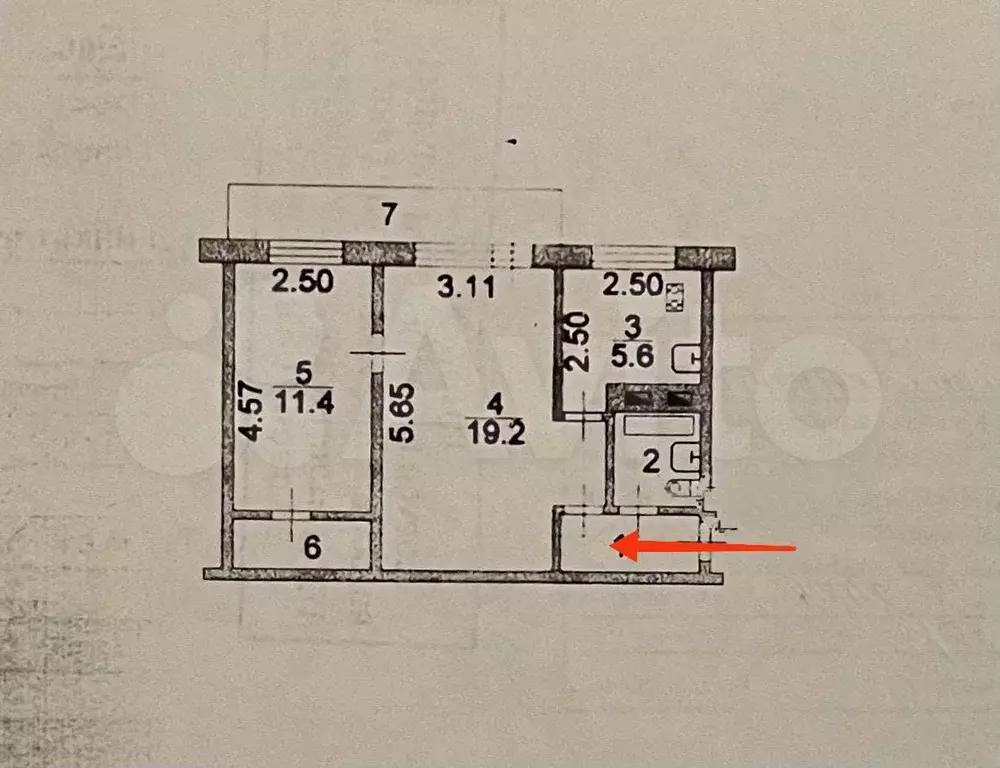 2-к. квартира, 44,6 м, 1/5 эт. - Фото 0