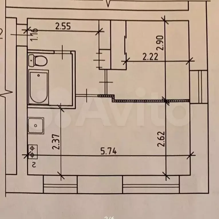 1-к. квартира, 31 м, 2/5 эт. - Фото 0