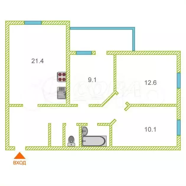 3-к. квартира, 75 м, 7/11 эт. - Фото 0