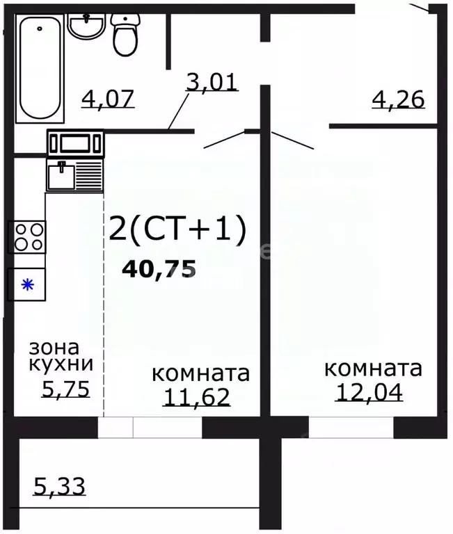 1-к кв. Челябинская область, Челябинск ул. Маршала Чуйкова, 28 (40.75 ... - Фото 2