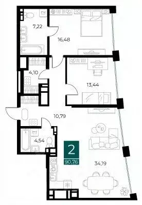 2-к кв. Рязанская область, Рязань Арт Кварталы жилой комплекс (90.76 ... - Фото 1