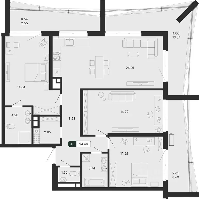 4-к кв. Крым, Алушта  (94.68 м) - Фото 1