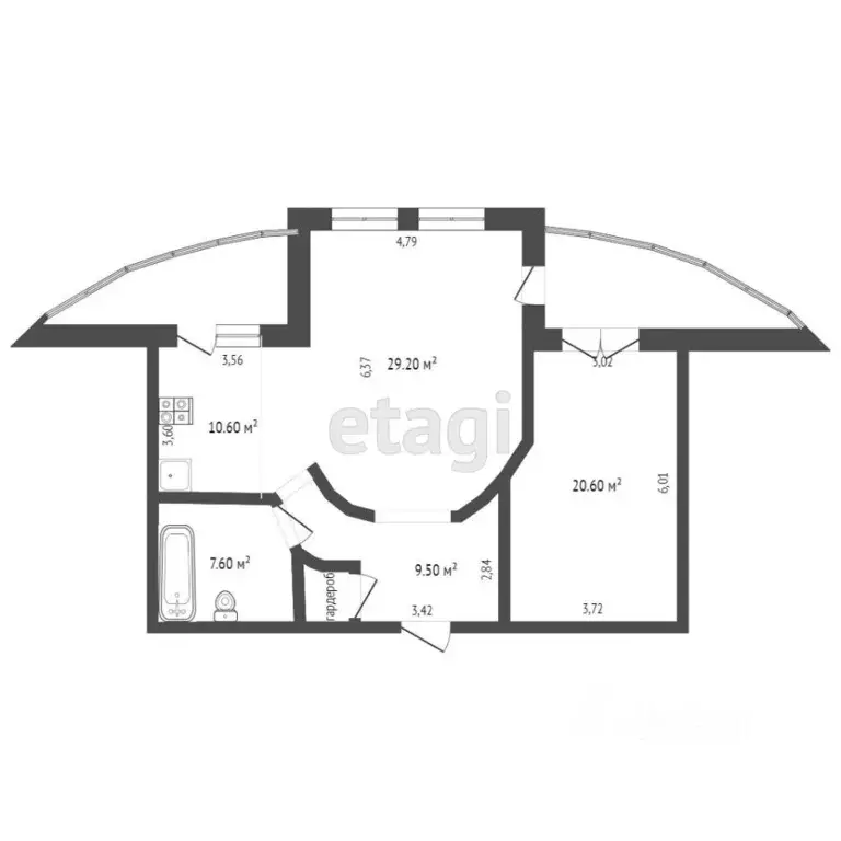 2-к кв. Тюменская область, Тюмень ул. Челюскинцев, 28 (92.9 м) - Фото 2