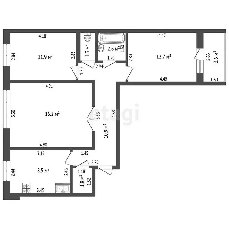 3-комнатная квартира: Стерлитамак, Коммунистическая улица, 108 (65.9 ... - Фото 1