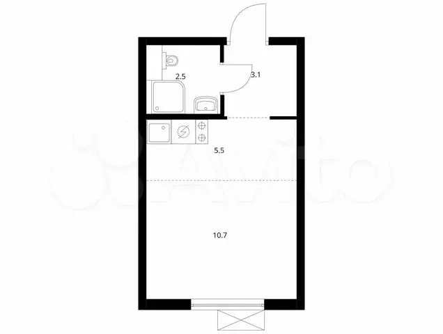 Квартира-студия, 21,8 м, 9/9 эт. - Фото 0