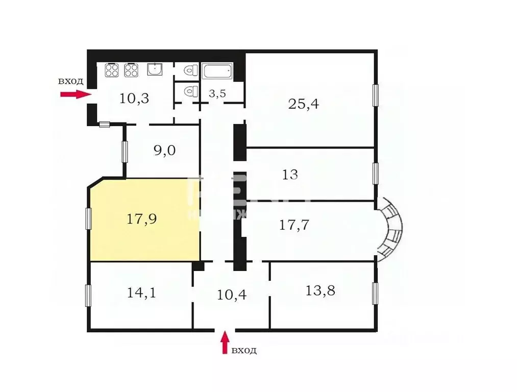 Комната Санкт-Петербург 12-я Красноармейская ул., 1 (18.0 м) - Фото 1
