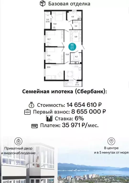 3-к кв. Краснодарский край, Новороссийск ул. Куникова (98.0 м) - Фото 1