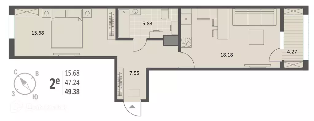 Продаётся 1-к квартира, 49.38 м - Фото 0