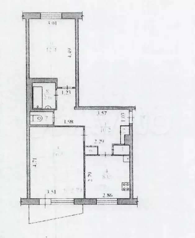 2-к. квартира, 52,6 м, 5/5 эт. - Фото 0