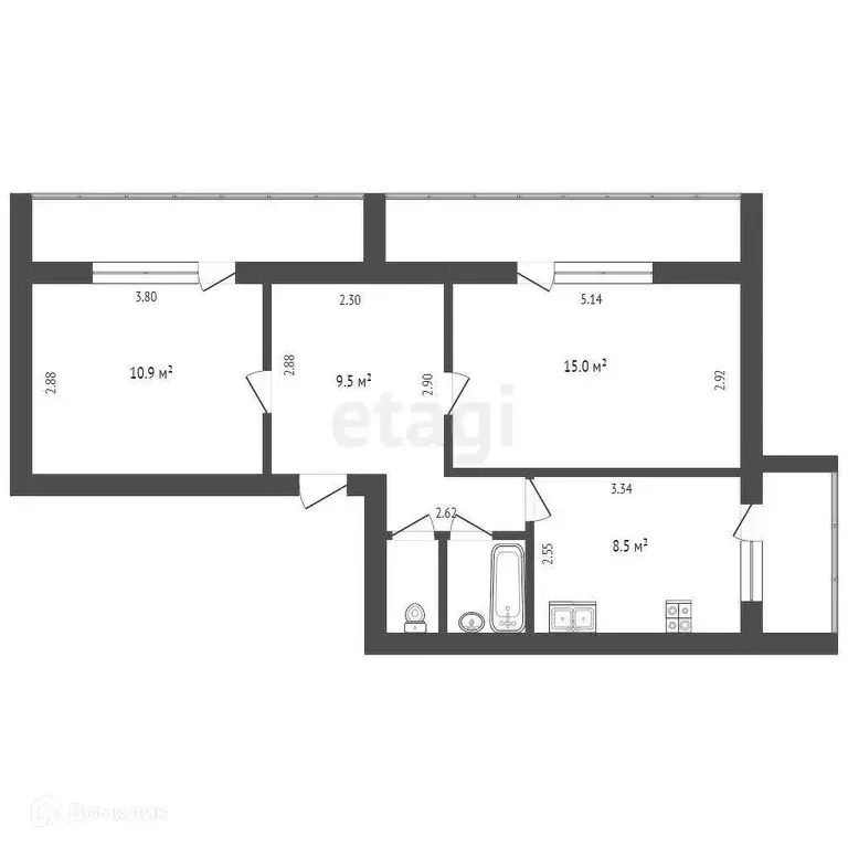 Продаётся 2-к квартира, 55 м - Фото 0