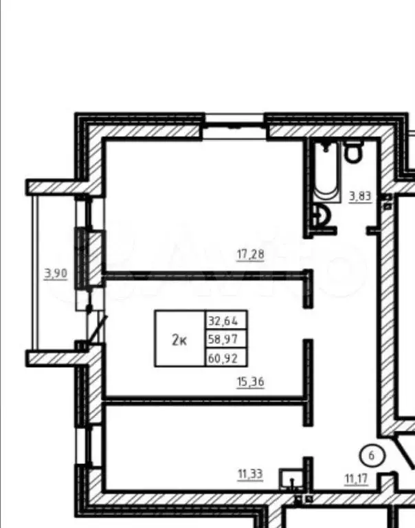 2-к. квартира, 59,6 м, 2/9 эт. - Фото 0