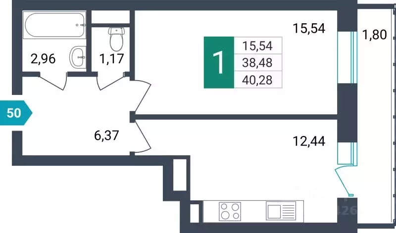1-к кв. Забайкальский край, Чита ул. Бабушкина, 42Б (40.28 м) - Фото 0