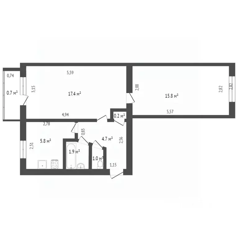 2-к кв. Башкортостан, Стерлитамак Черноморская ул., 16 (48.4 м) - Фото 1