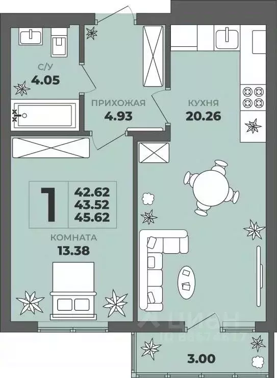 1-к кв. Калининградская область, Калининград ул. Генерала Толстикова, ... - Фото 1