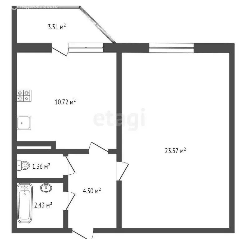 1-комнатная квартира: Тюмень, Ямбургский проезд, 3 (43 м) - Фото 0