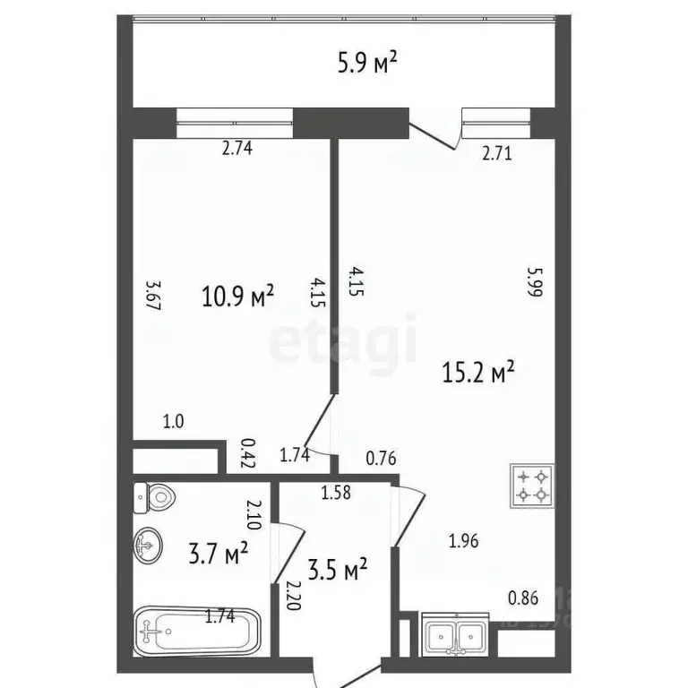 2-к кв. Санкт-Петербург Пулковское ш., 42к6 (39.2 м) - Фото 1