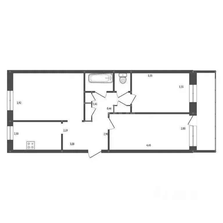 3-к кв. Амурская область, Белогорск ш. Никольское, 172 (64.8 м) - Фото 1