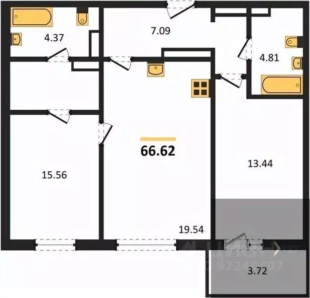 2-к кв. Воронежская область, Воронеж Краснознаменная ул., 72 (66.62 м) - Фото 0