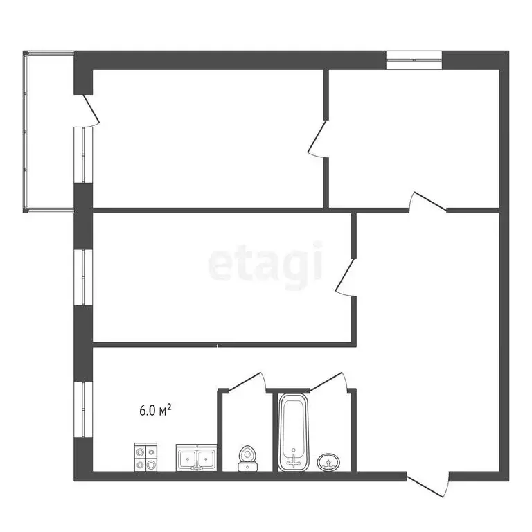 3-комнатная квартира: Алапаевск, улица Красных Орлов, 5 (50.5 м) - Фото 0