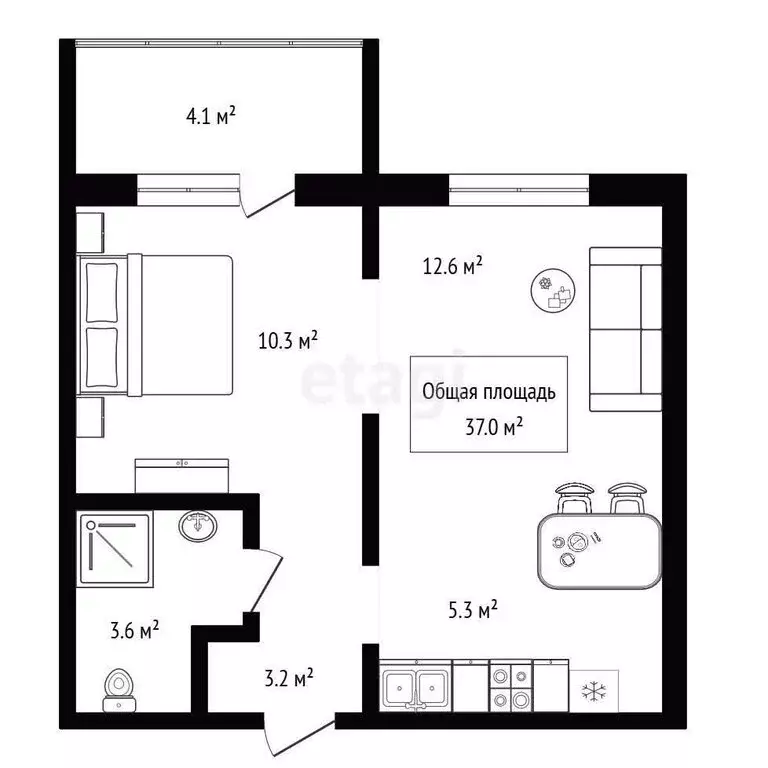 2-комнатная квартира: Новосибирск, улица Связистов, 162к3с (37 м) - Фото 0