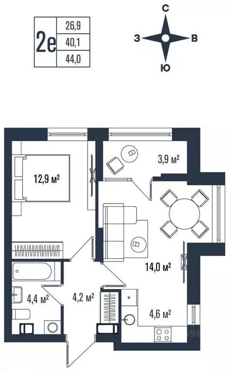 2-к кв. Приморский край, Владивосток ул. Тухачевского, 33к2 (44.0 м) - Фото 1