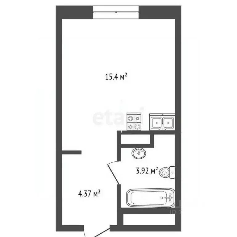 Студия Тюменская область, Тюмень ул. Новоселов, 103 (24.0 м) - Фото 1