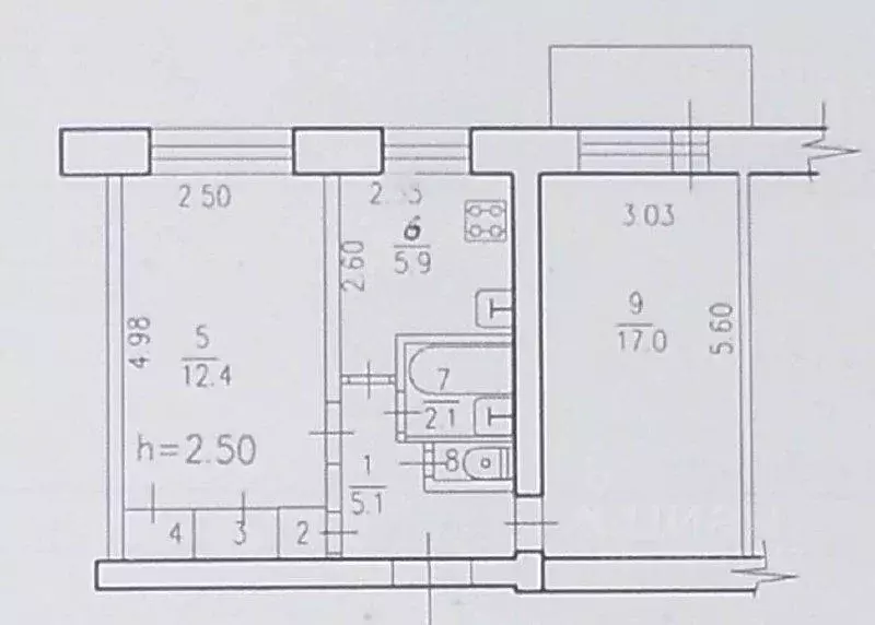 2-к кв. Хабаровский край, Хабаровск ул. Гамарника, 62 (44.7 м) - Фото 2