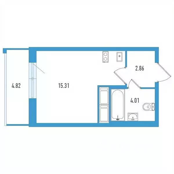 Студия Санкт-Петербург ул. Тельмана, 37 (23.63 м) - Фото 0