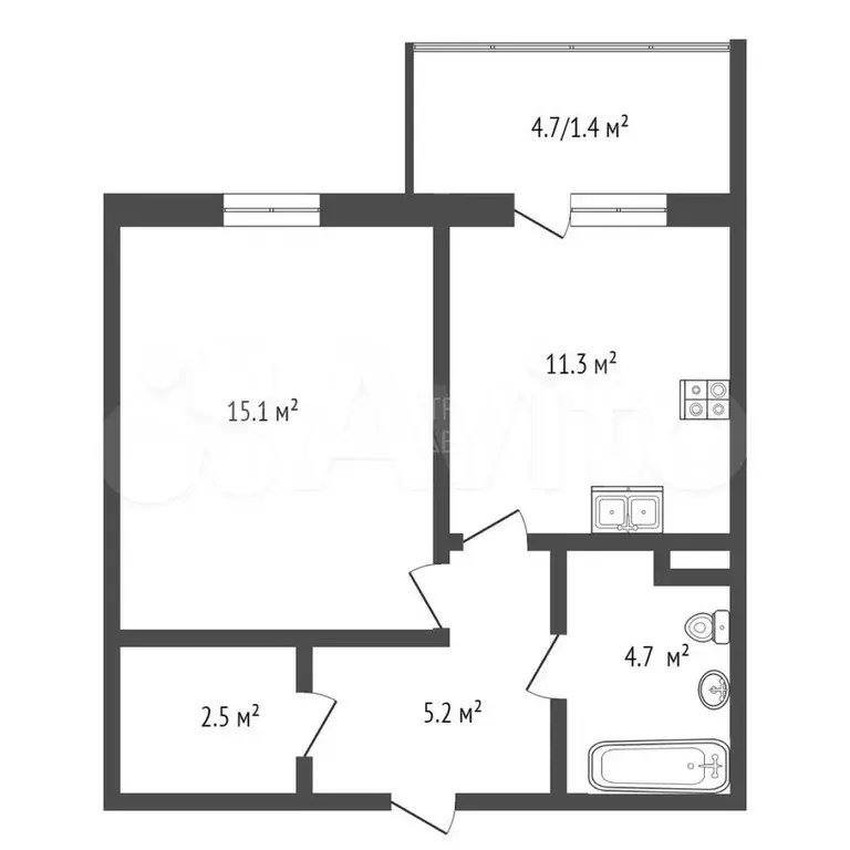 1-к. квартира, 40 м, 19/19 эт. - Фото 0