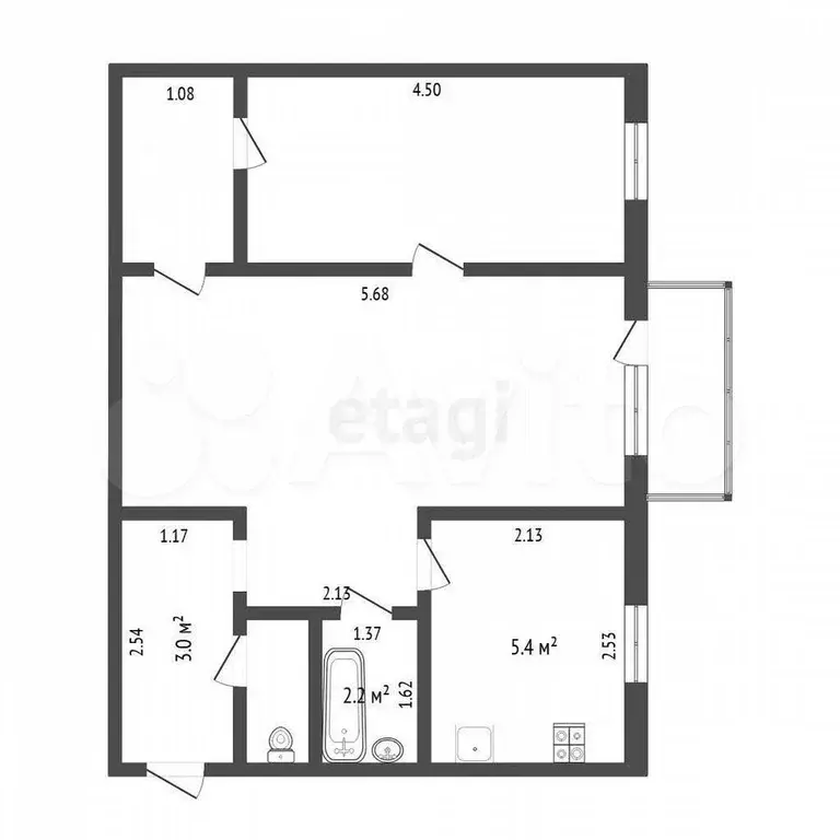 2-к. квартира, 43 м, 3/5 эт. - Фото 0