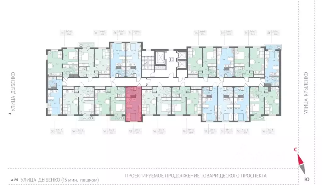Студия Санкт-Петербург ул. Пейзажная, 23 (20.0 м) - Фото 1