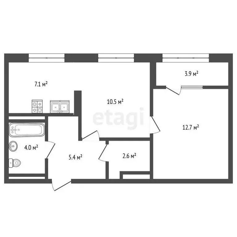 1-комнатная квартира: Стерлитамак, Интернациональная улица, 61 (45.9 ... - Фото 1