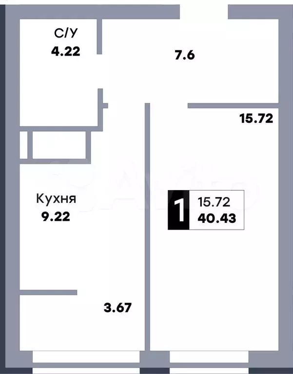 1-к. квартира, 28,5 м, 22/22 эт. - Фото 0