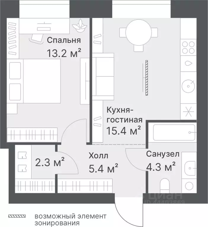 1-к кв. Тюменская область, Тюмень Кремлевская ул., 97 (40.6 м) - Фото 0