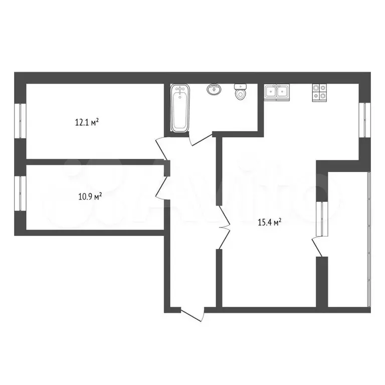 3-к. квартира, 61,5 м, 2/9 эт. - Фото 0