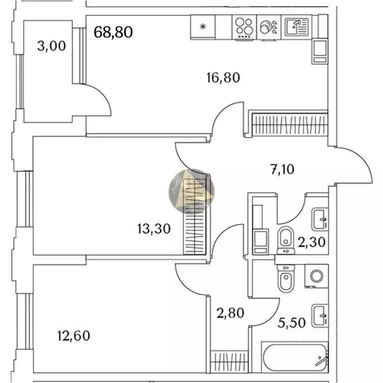 2-к кв. Санкт-Петербург Планерная ул., 99 (68.8 м) - Фото 2