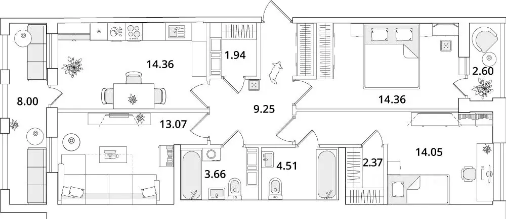 3-к кв. Санкт-Петербург Кубинская ул., 82к3с1 (84.1 м) - Фото 0