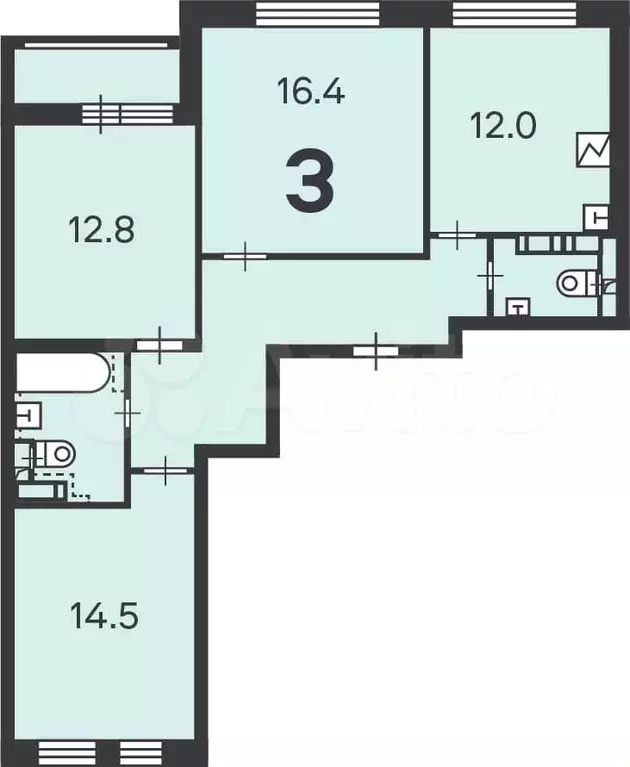 Аукцион: 3-к. квартира, 75,3 м, 2/15 эт. - Фото 1