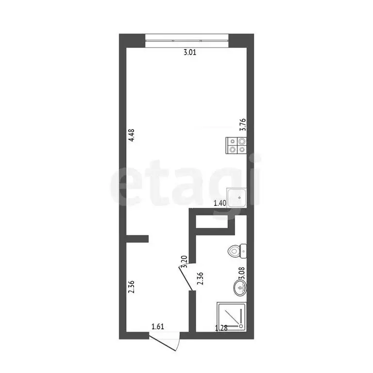 Квартира-студия: Тюмень, улица Андрея Кореневского, 7 (19.4 м) - Фото 1