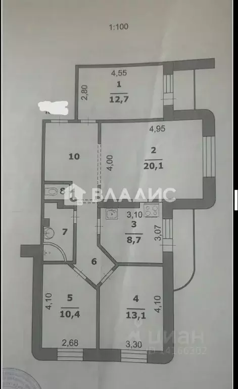 4-к кв. Белгородская область, Белгород ул. Губкина, 18в (86.0 м) - Фото 2